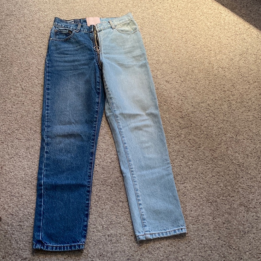 Revice straight leg dual tone jeans